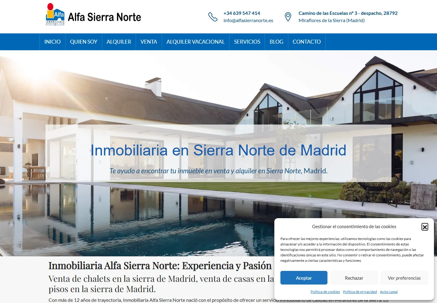 Captura real de escritorio de alfasierranorte.es