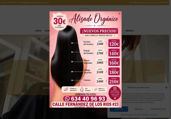 Vista de la web de bloomhairpeluqueria.com