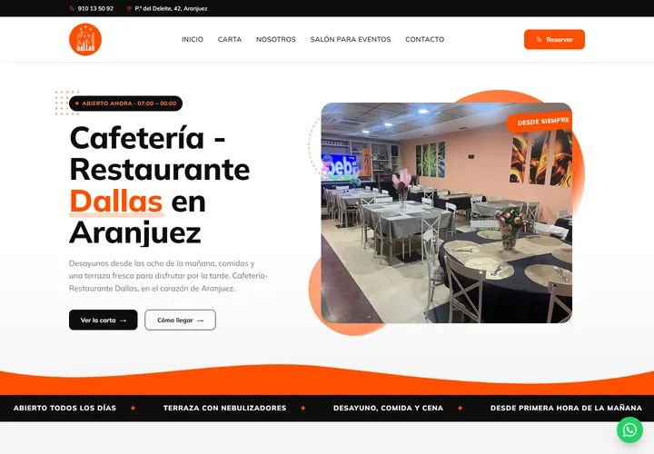 Vista de la web de cafeteriadallasaranjuez.com