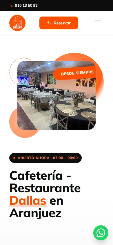 Captura real de móvil de cafeteriadallasaranjuez.com