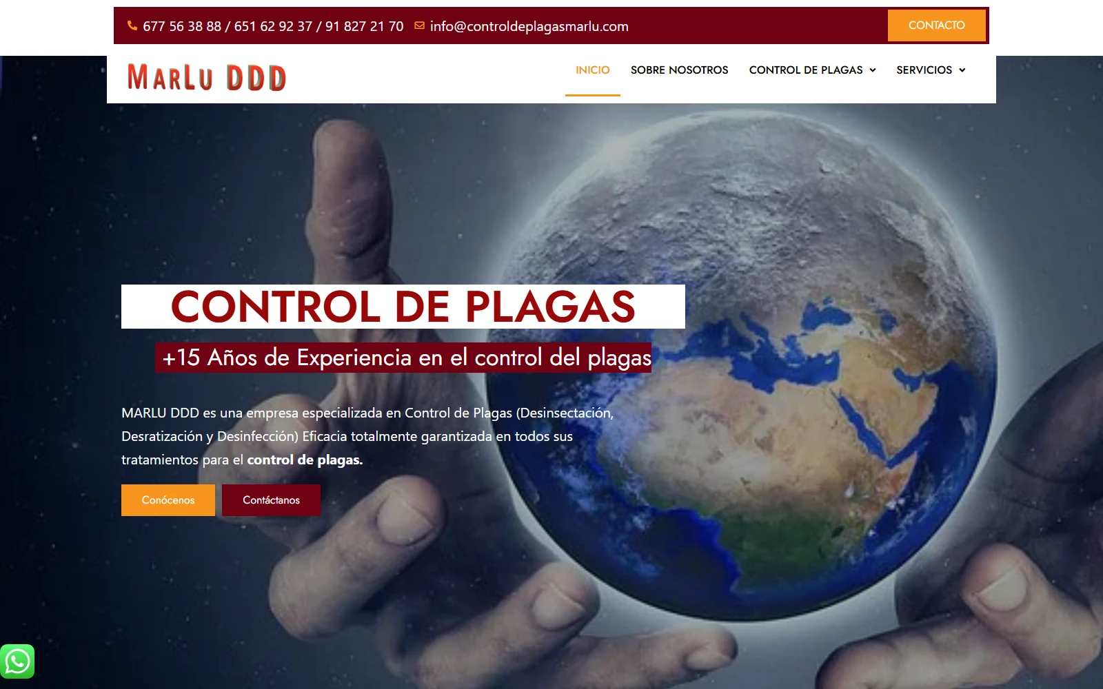 Inicio de Marlu DDD, empresa de control de plagas.
