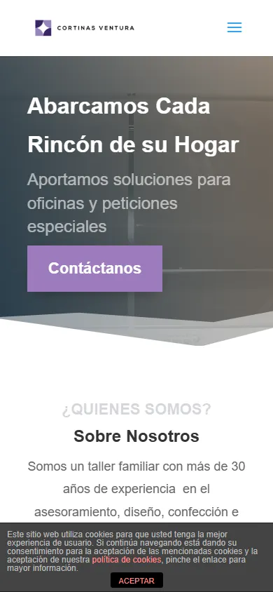 Captura real de móvil de cortinasventura.com