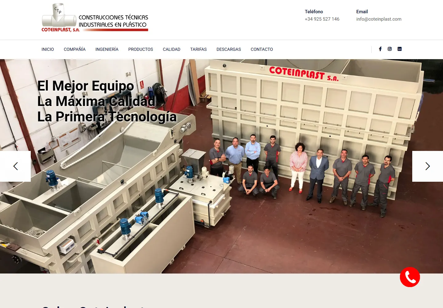 Captura real de escritorio de coteinplast.net