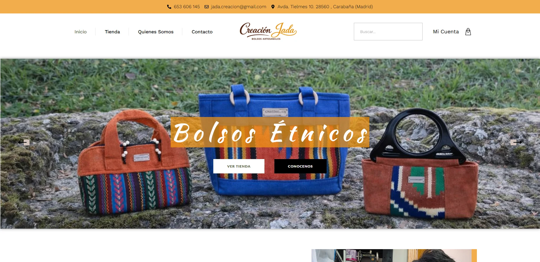 Portada de Creación Jada con bolsos étnicos artesanales