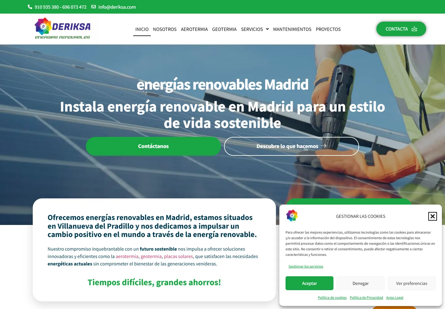 Captura real de escritorio de deriksa.com