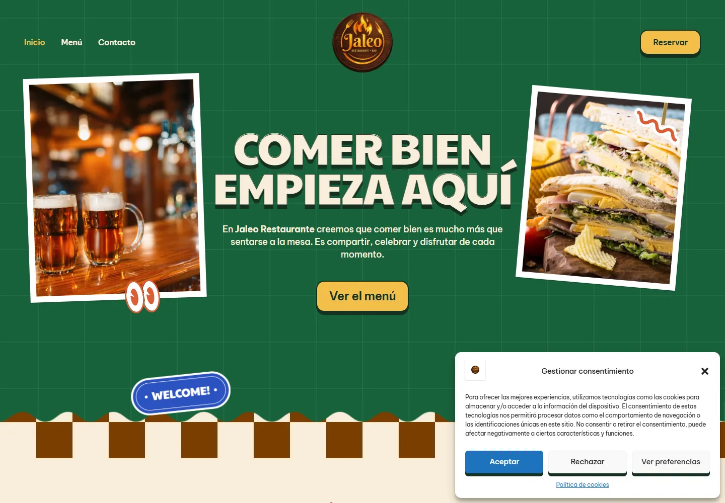 Captura real de escritorio de jaleorestaurante.es