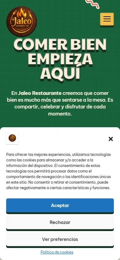 Captura real de móvil de jaleorestaurante.es