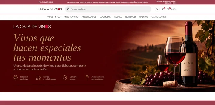 Tienda online La Caja de Vinos: vinos que hacen especiales tus momentos.