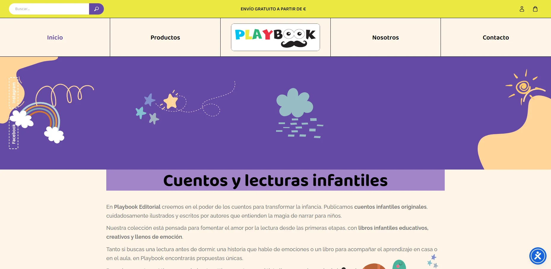 Página de inicio de Playbook Editorial, cuentos y lecturas infantiles