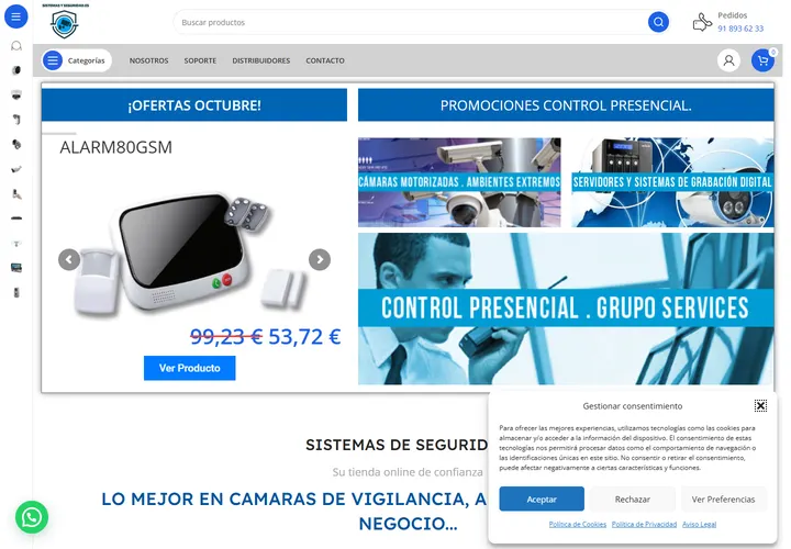 Vista de la web de sistemasyseguridad.es
