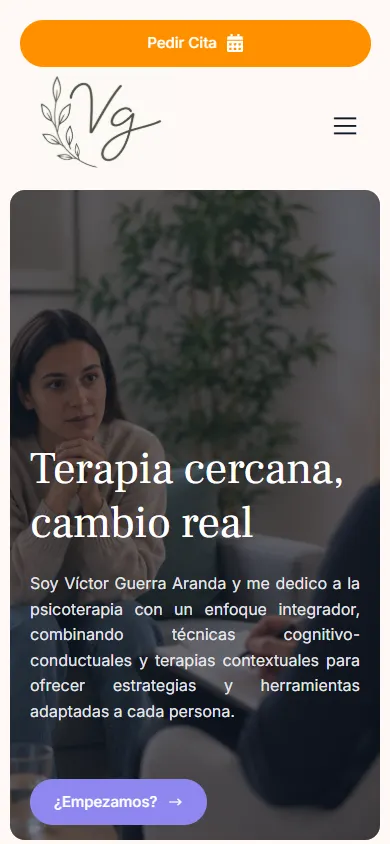 Captura real de móvil de victorguerrapsicologo.com