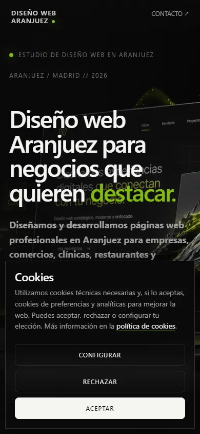 Captura real de móvil de diseñowebaranjuez.es